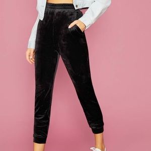 Nasty Gal Black Velvet Joggers